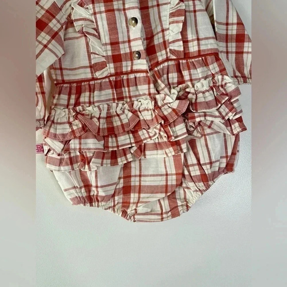 Ruffle Butts Plaid Waterfall Bubble Romper - Picture 5 of 5